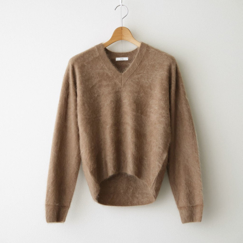 ROYAL CASHMERE FUR V NECK SWEATER #CAMEL [KRAGLW0910]