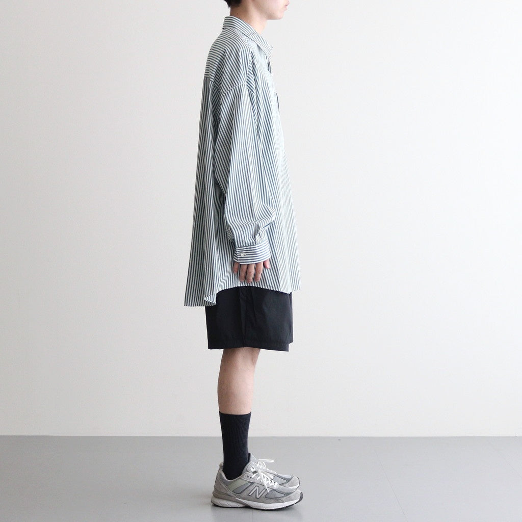 Broad L/S Oversized Regular Collar Shirt #GREEN STRIPE [GM234-50001STB]
