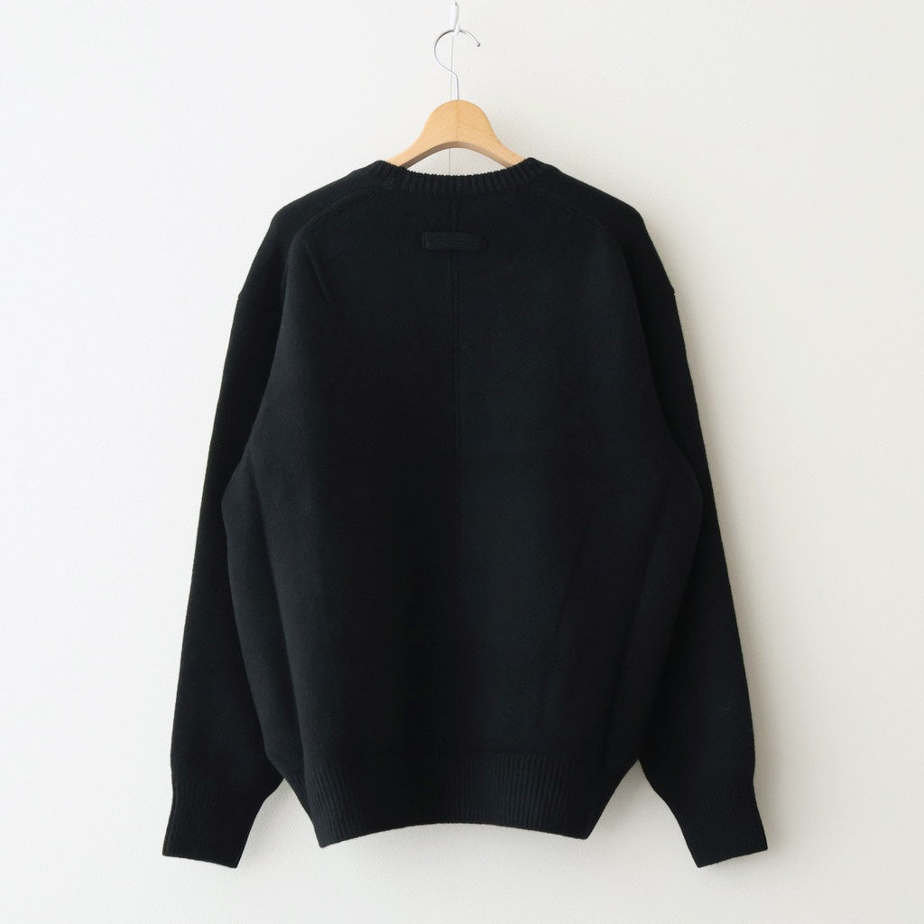 EXTRA FINE WOOL WARM KNIT CREW NECK LS #BLACK [ST.1289]
