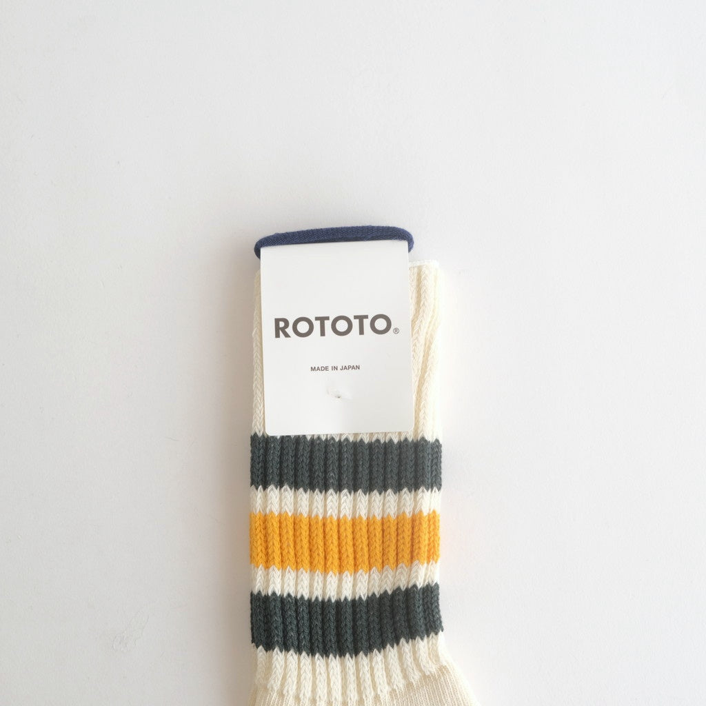 COARSE RIBBED OLDSCHOOL CREW SOCKS #D.GREEN/YELLOW [R1255-AW25]