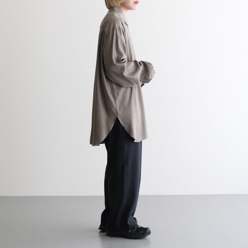 CUPRO TWILL OVERSIZED LS SHIRT #TAUPE [ST.1151]