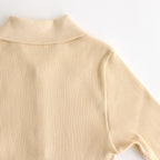 COTTON HIGH GAUGE RIB KNIT POLO #YELLOW [A00P01HR]