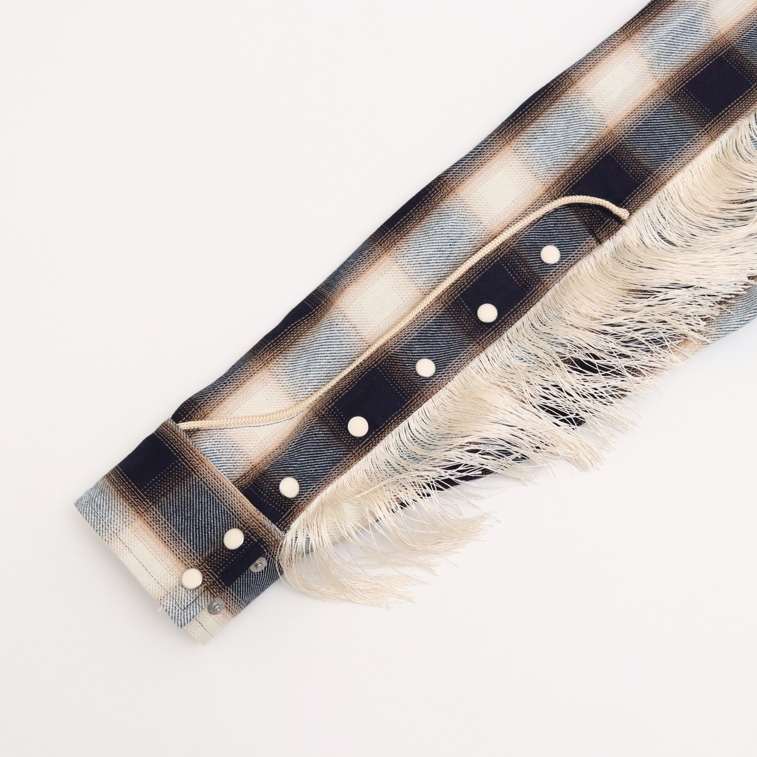 INDIGO COTTON OMBRE PLAID WESTERN BLOUSE #INDIGO&BROWN [23AWSH12]