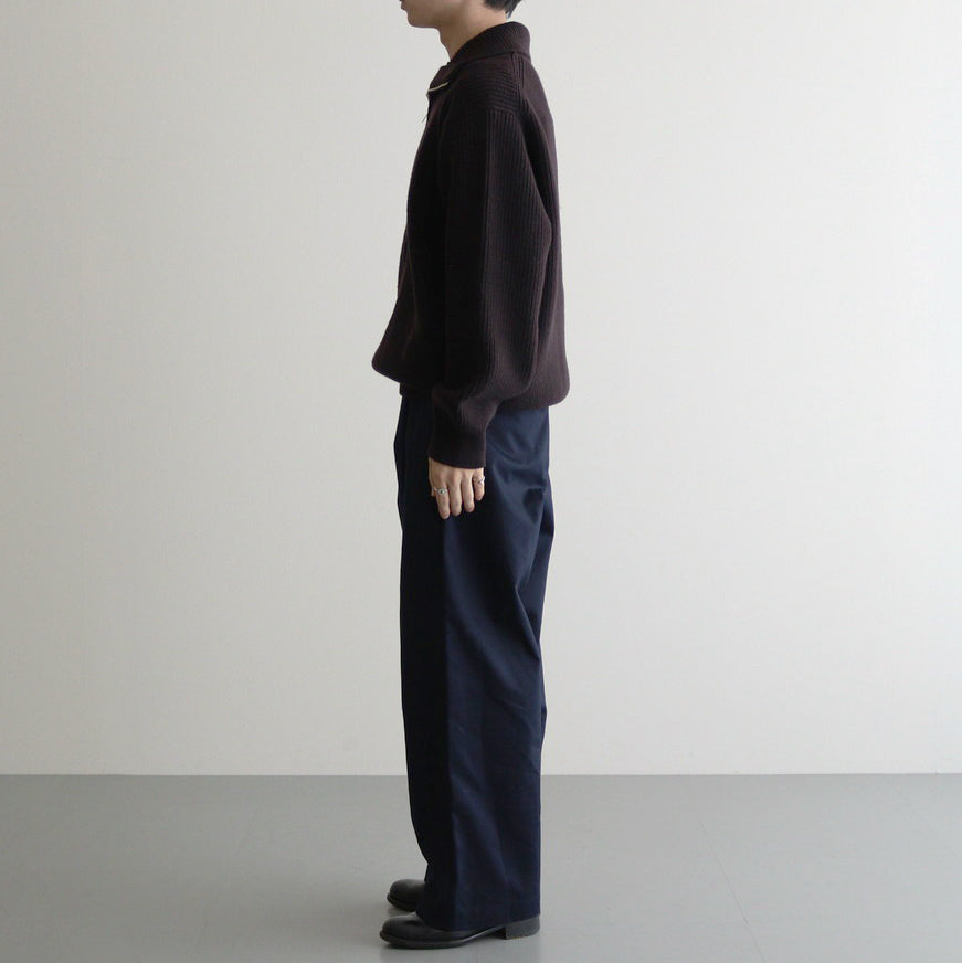 3/4 FRONT ZIP HIGHNECK RIB SWEATER #DARK BROWN [YK24FW0829S]