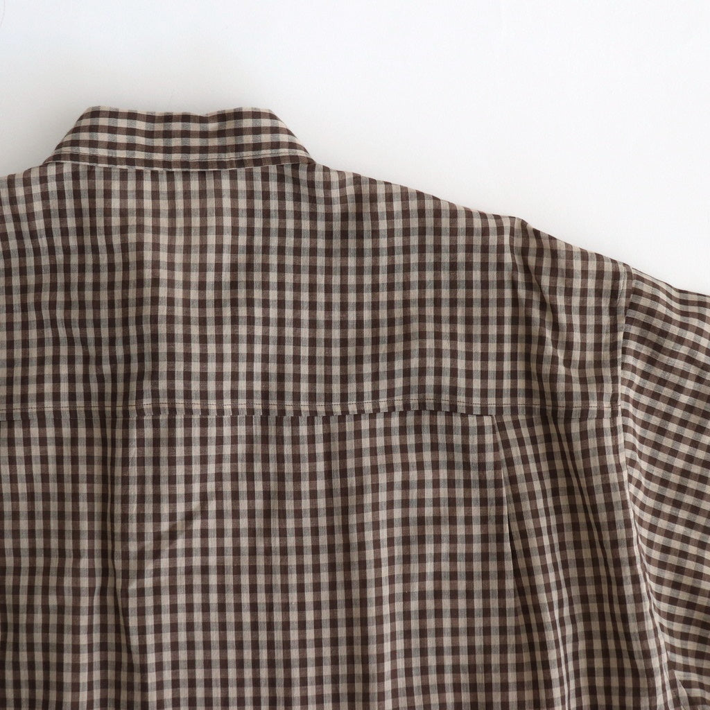 AIRY LIGHT COTTON CHECK BIG SHIRT #BROWN GINGHAM CHECK [A25SS01GC]