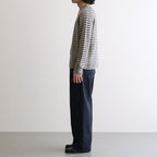 SHETLAND WOOL CASHMERE RIB KNIT P/O #LIME PURPLE STRIPE [A26AP01SB]
