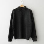 BRUSHED SUPER KID MOHAIR KNIT POLO #INK BLACK [A25AP01KM]