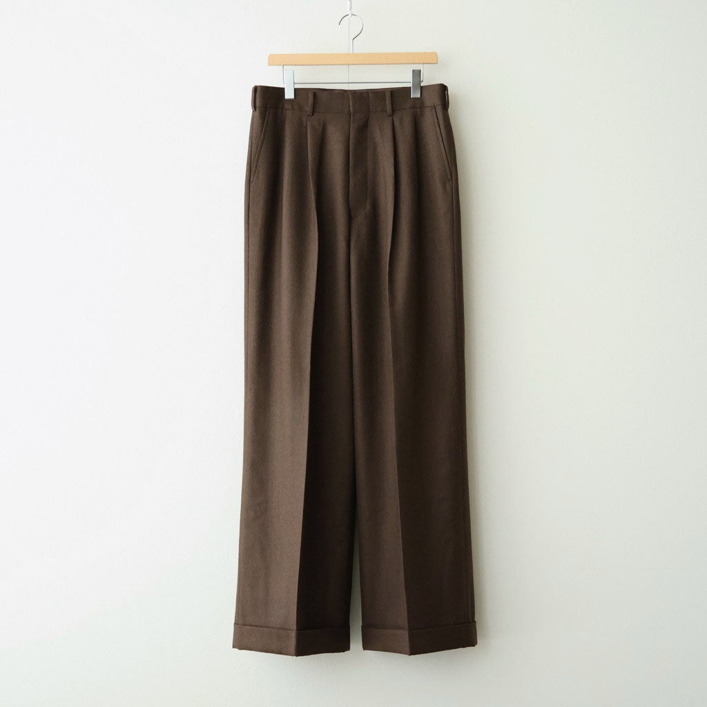 ウールサージ ワンタックトラウザーズ #BROWN [WR-P031-051]