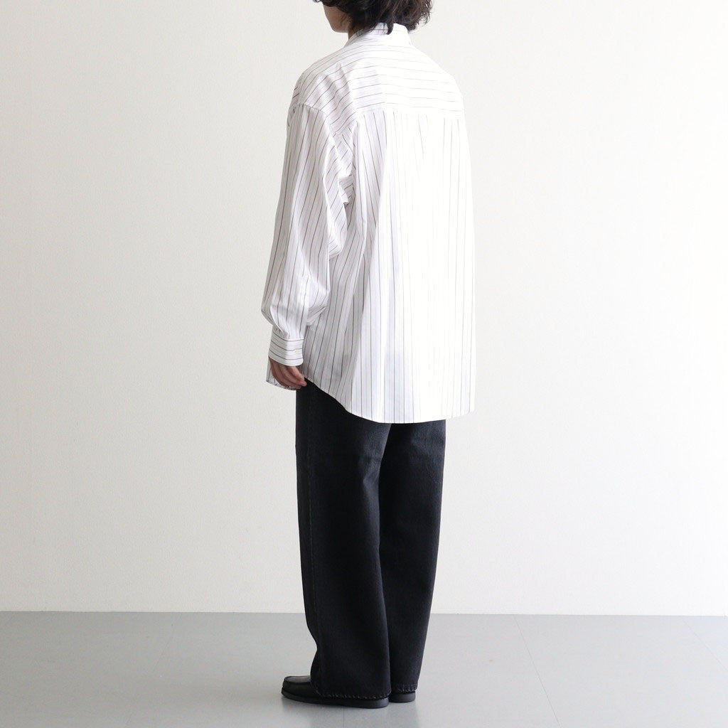 SIDOGRAS Brown Stripe L/S Oversized Regular Collar Shirt #WHITE [GM263-50345]