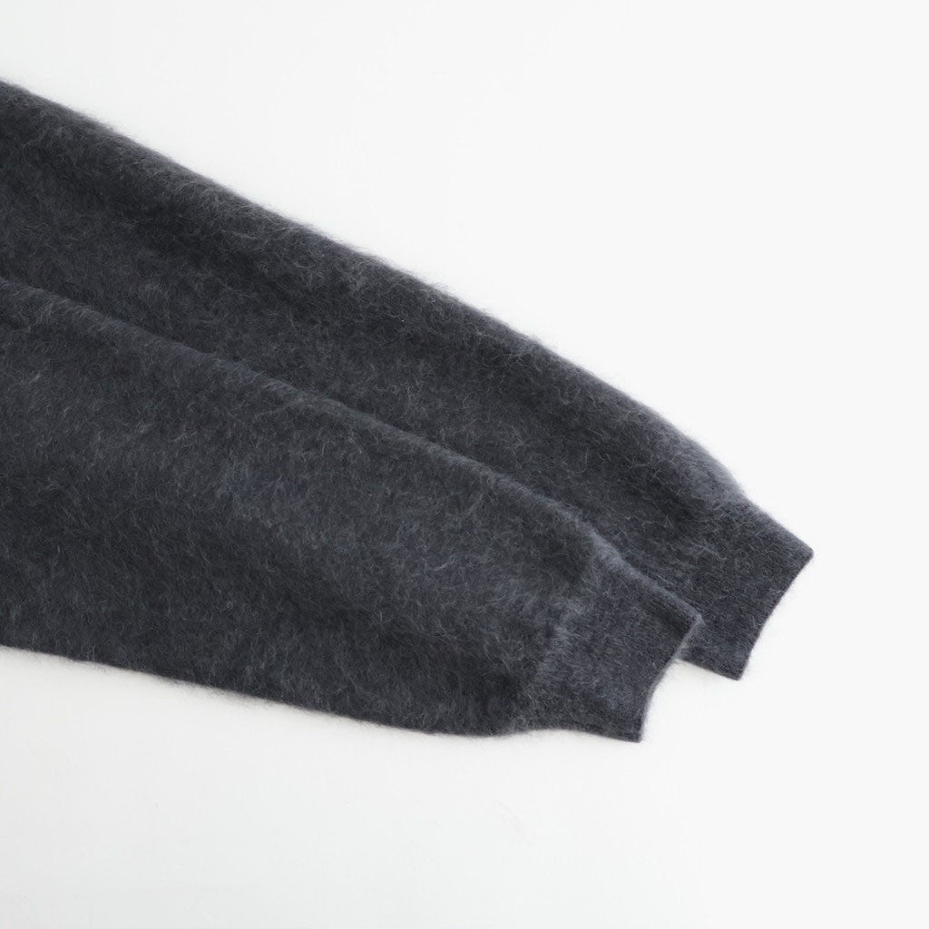 GARMENT-DYED BABY ALPACA FUR KNIT CREW-NECK CARDIGAN #DARK GRAY [A26AC01BA]
