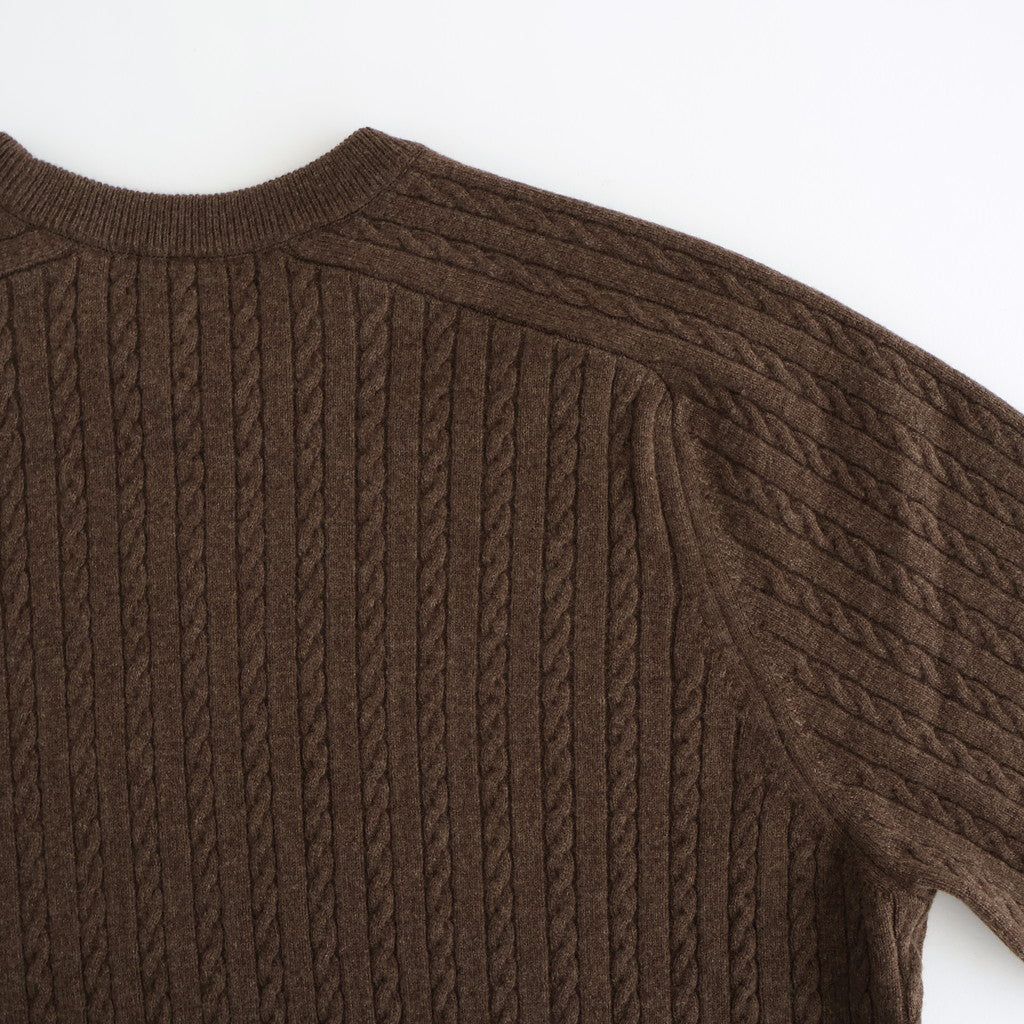 SUPER FINE WOOL ARAN KNIT P/O #BROWN [A25AP02WA]