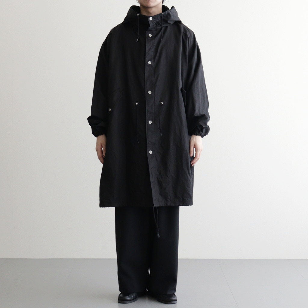 綿麻ツイル 製品洗い モッズコート #BLACK [HQ-C002-051] - ciacura