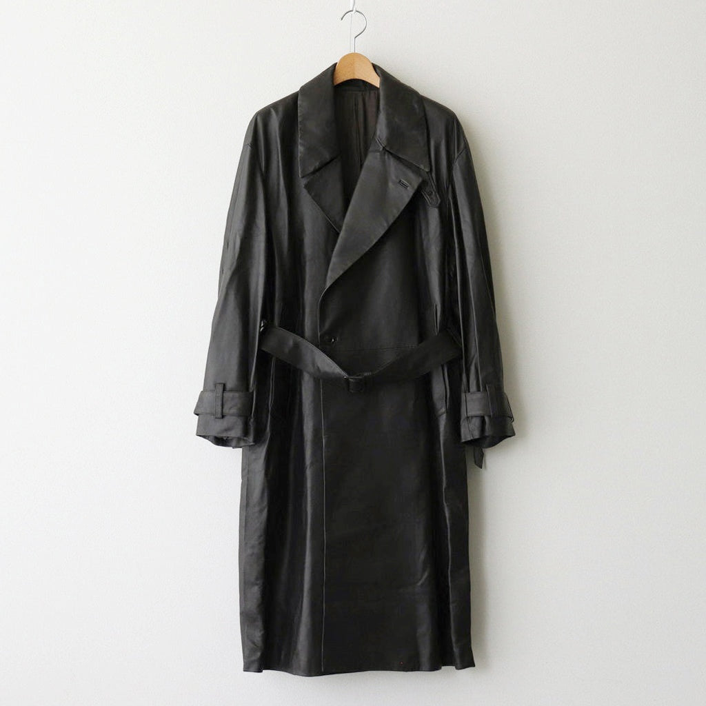 LEATHER DOUBLE BREASTED COAT #DARK BROWN [YK24FW0747C]