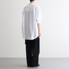BROAD S/S OVERSIZED BAND COLLAR SHIRT #WHITE [GM231-50083B]