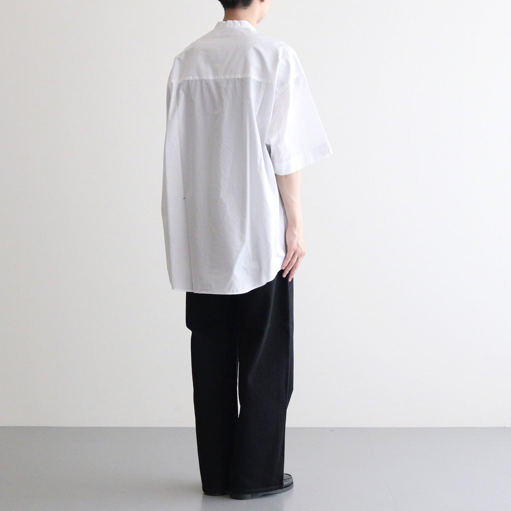 BROAD S/S OVERSIZED BAND COLLAR SHIRT #WHITE [GM231-50083B]