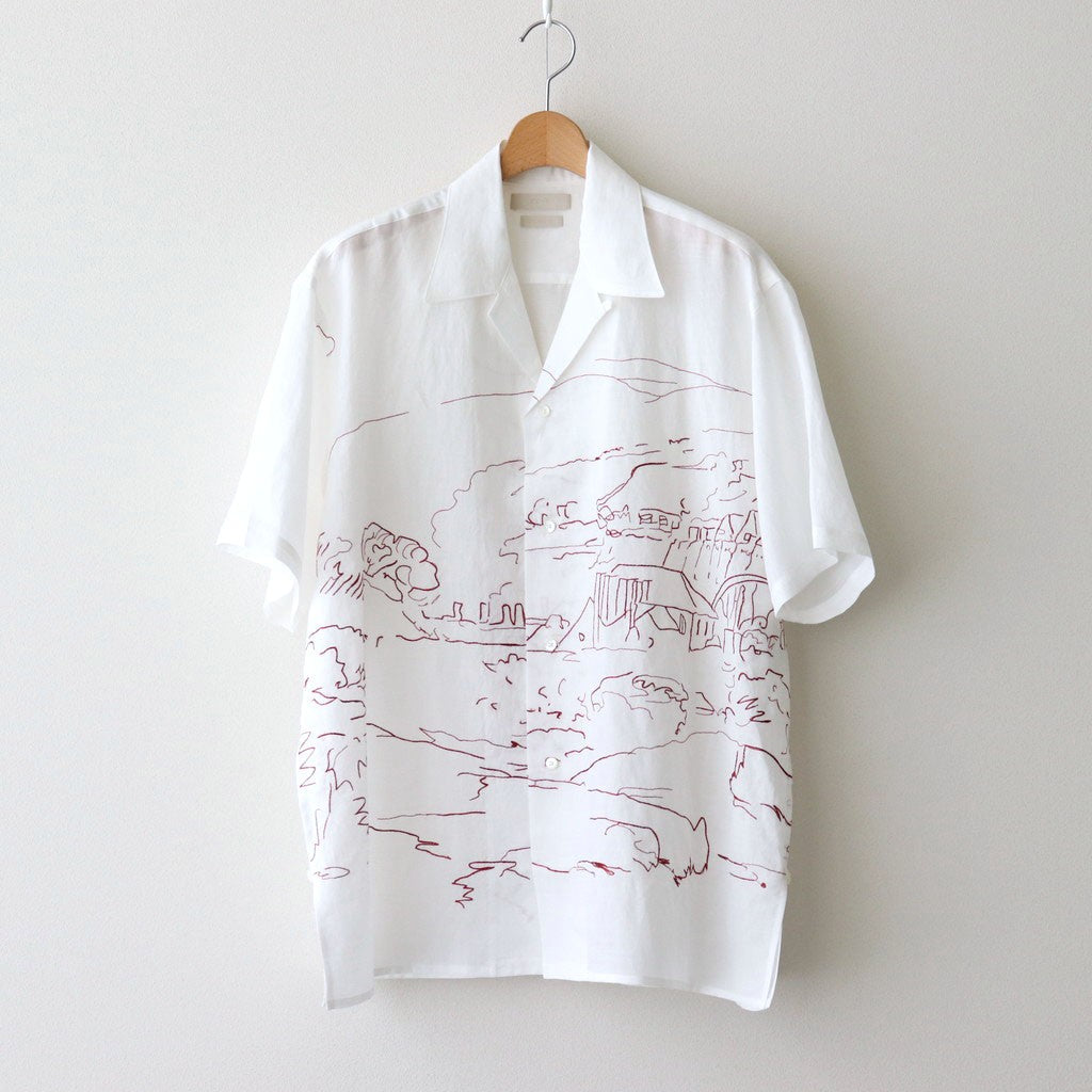 EMBROIDERY OPEN COLLAR SHIRT #WHITE [YK25SS001004SH]