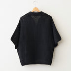 MESH KNIT SKIPPER POLO SHIRT #BLACK [YK26SS01298S]