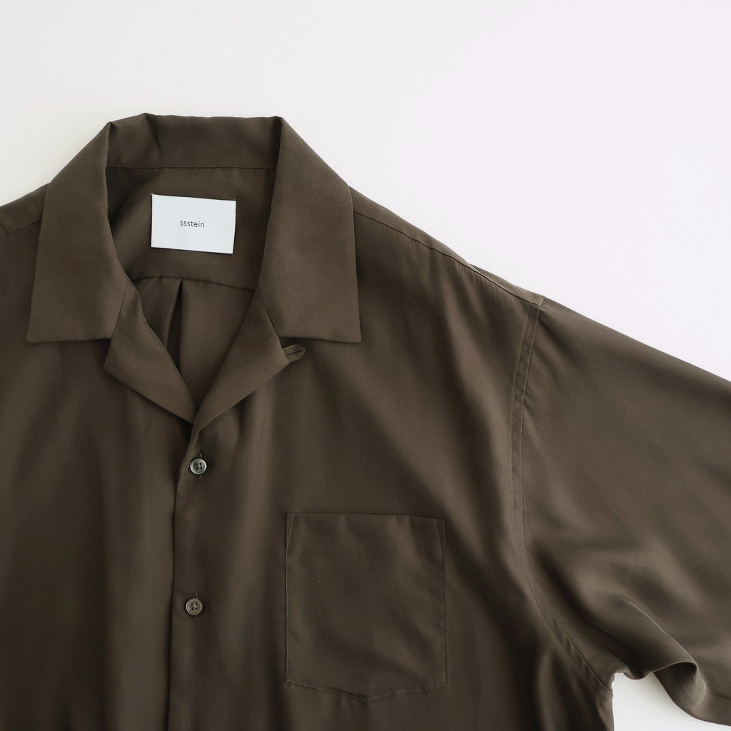 CUPRO TWILL OVERSIZED OPEN COLLAR SS SHIRT #DARK BROWN [ST.1462]