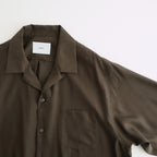 CUPRO TWILL OVERSIZED OPEN COLLAR SS SHIRT #DARK BROWN [ST.1462]