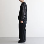 WOOL FLANNEL LONG WIDE TROUSERS #BLACK [ST.1258]
