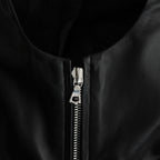 LEATHER HOODED SHORT JACKET #BLACK [ST.1063]