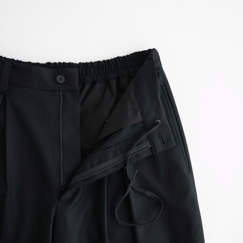 WOOL FLANNEL EASY WIDE TROUSERS #BLACK [ST.1609]