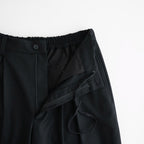 WOOL FLANNEL EASY WIDE TROUSERS #BLACK [ST.1609]