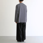 FBSBTF - 微強撚綿天竺 ボートネックロンT #98 BK base×WH bd [SN_FR0907TF]