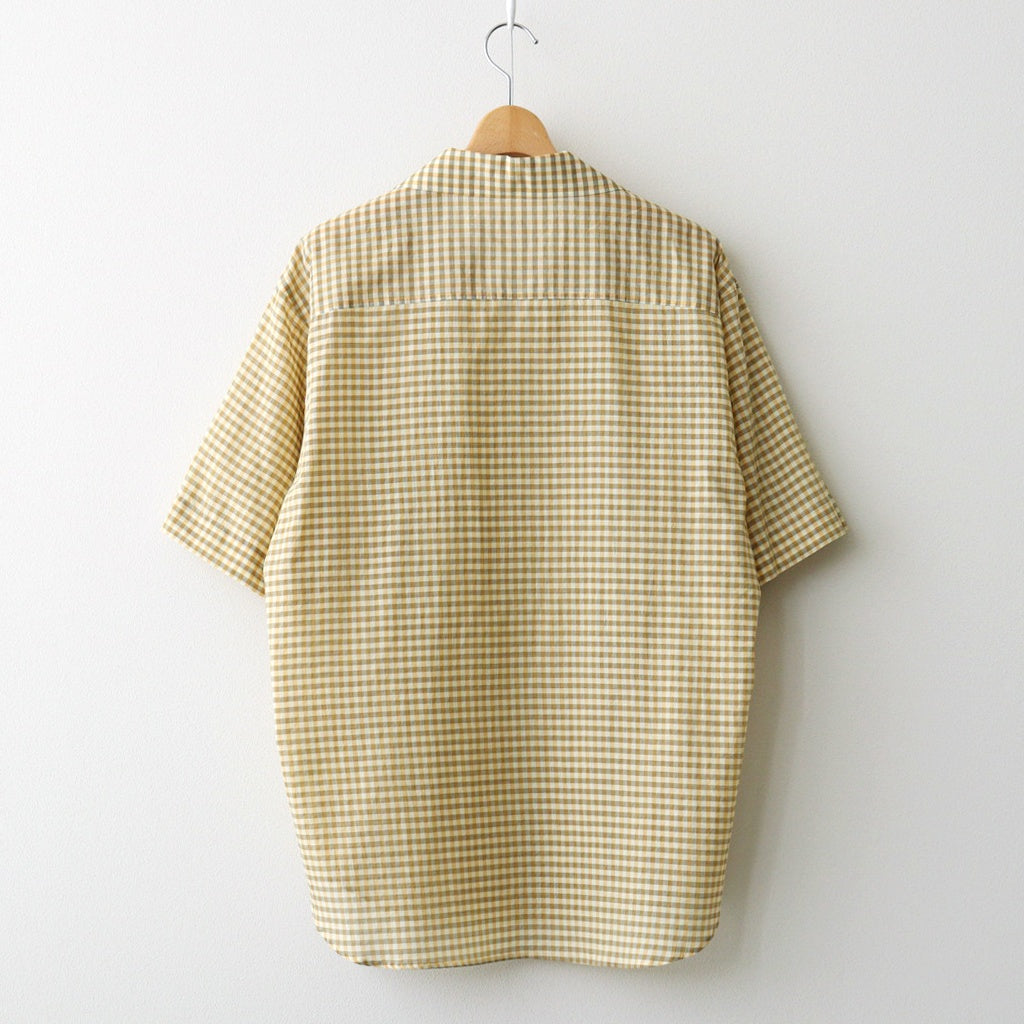 AIRY LIGHT COTTON CHECK HALF SLEEVED SHIRT #MUSTARD GINGHAM CHECK [A26SS02GC]