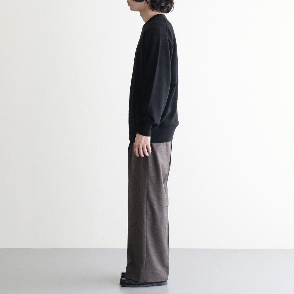 EXTRA FINE WOOL EASY LONG WIDE TROUSERS #CHARCOAL BROWN [ST.1612]