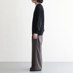 EXTRA FINE WOOL EASY LONG WIDE TROUSERS #CHARCOAL BROWN [ST.1612]