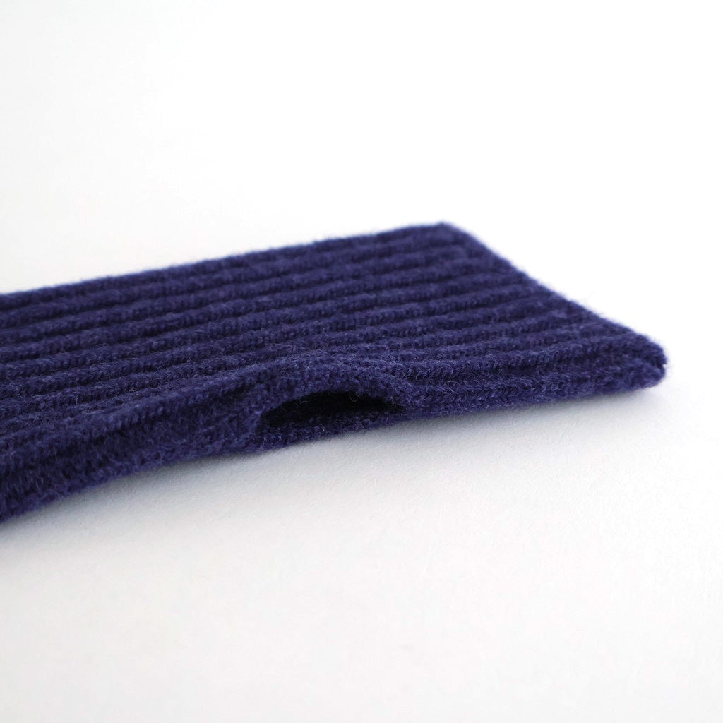 STRIPE SEAMLESS HAND WARMER ”MERINO LAMBS WOOL” #NAVY BLUE/GREEN [R5092-AW25]
