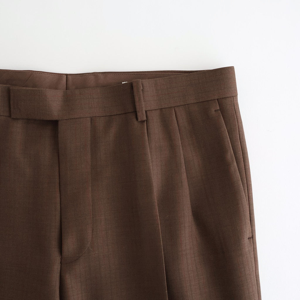 BLUEFACED WOOL TWO-TUCK SLACKS #BROWN RED STRIPE [A25AP02BS] – ciacura