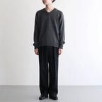 LIGHT WOOL MAX GABARDINE TWO-TUCK SLACKS #TOP BLACK [A26AP03MG]