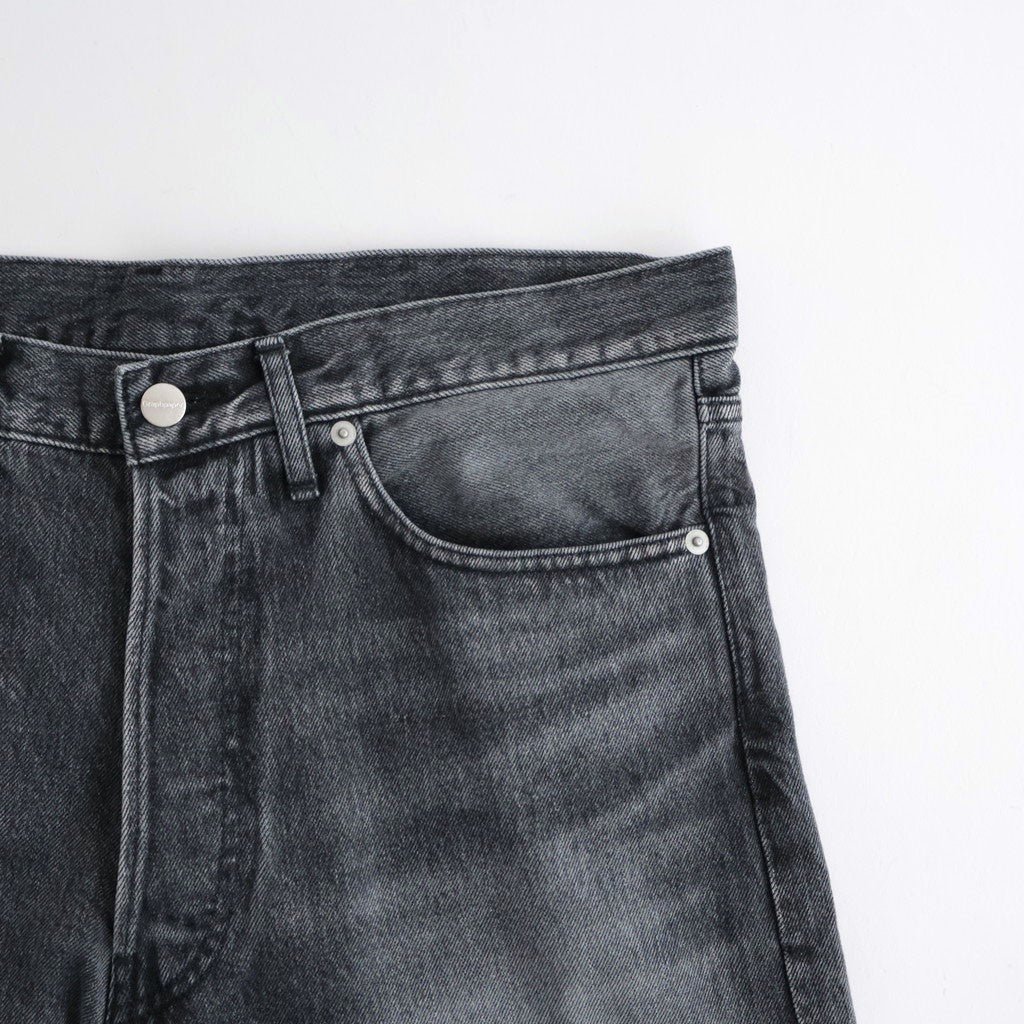 Selvage Denim Five Pocket Wide Straight Pants #BLACK LIGHT FADE [GU263-40059LB]