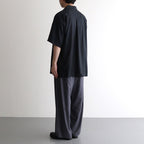 CUPRO TWILL OVERSIZED OPEN COLLAR SS SHIRT #BLACK [ST.1153]