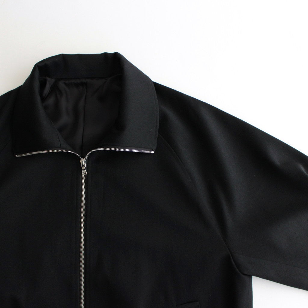 W/SI SATIN ZIP UP SHORT JACKET #BLACK [ST.1068]