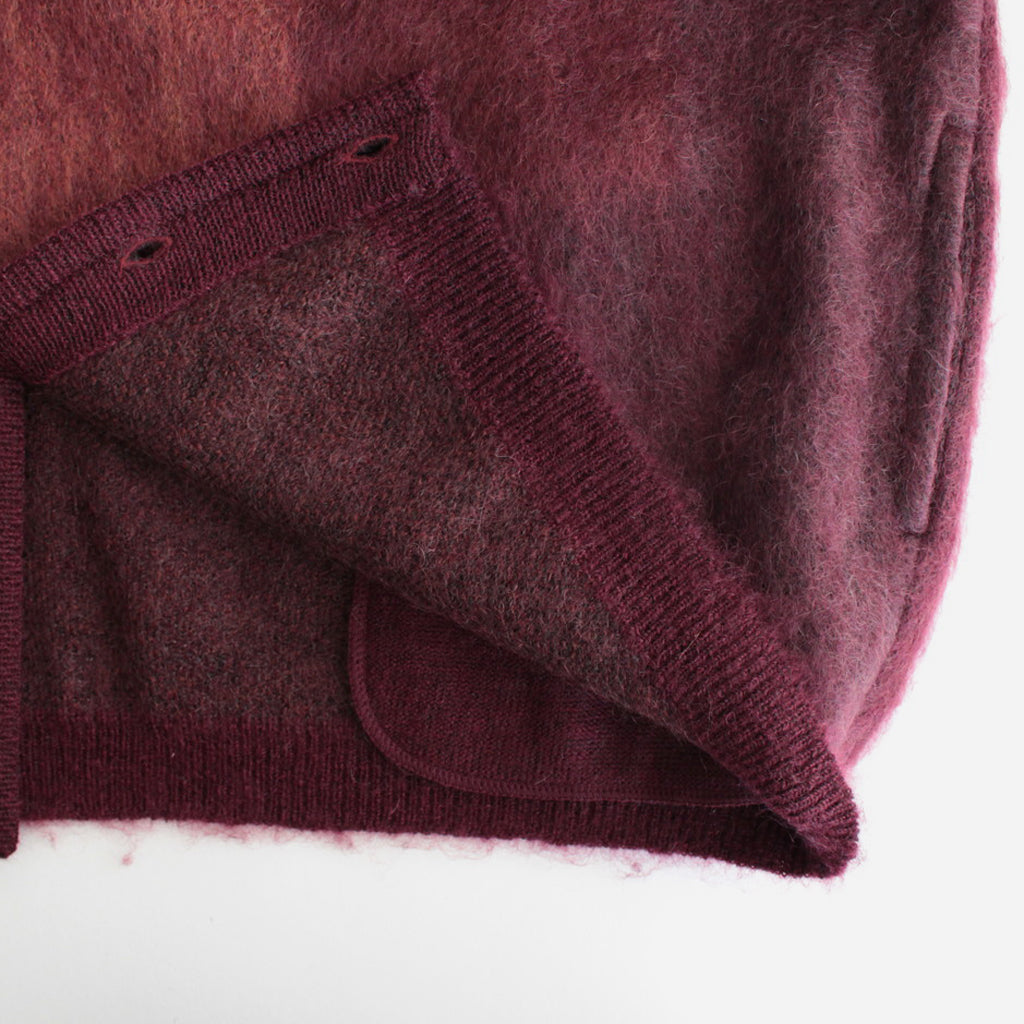 SQUARE PANNEL MOHAIR CARDIGAN #BURGUNDY [YK23FW0590S]