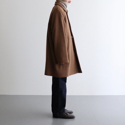 WOOL SOUTIEN COLLAR COAT SHORT #brown tweed [14551]