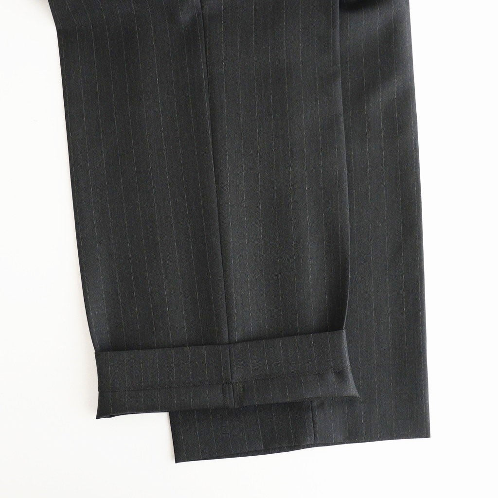 BLUEFACED WOOL TWO-TUCK SLACKS #CHARCOAL NAVY STRIPE [A26AP04BS]