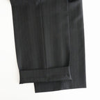 BLUEFACED WOOL TWO-TUCK SLACKS #CHARCOAL NAVY STRIPE [A26AP04BS]