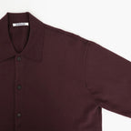 HIGH TWIST WOOL KNIT SHIRT CARDIGAN #RED BROWN [A26AC01CK]