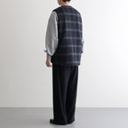 FLANNEL CHECK REVERSIBLE VEST #BLACK [FSC253-30128]