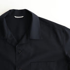 SUPER FINE TROPICAL WOOL OPEN COLLAR HALF SLEEVED SHIRT #TOP DARK NAVY [A25SS02WT]