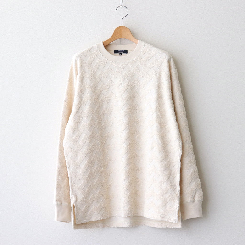 綿パイルジャカード格子柄トップス #OFF WHITE [HO-T013-051]