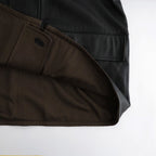 REVERSIBLE WOOL TWISTED TWILL / SHEEP LEATHER HALF COAT #BROWN CHAMBRAY × BLACK [A26AC01AN]