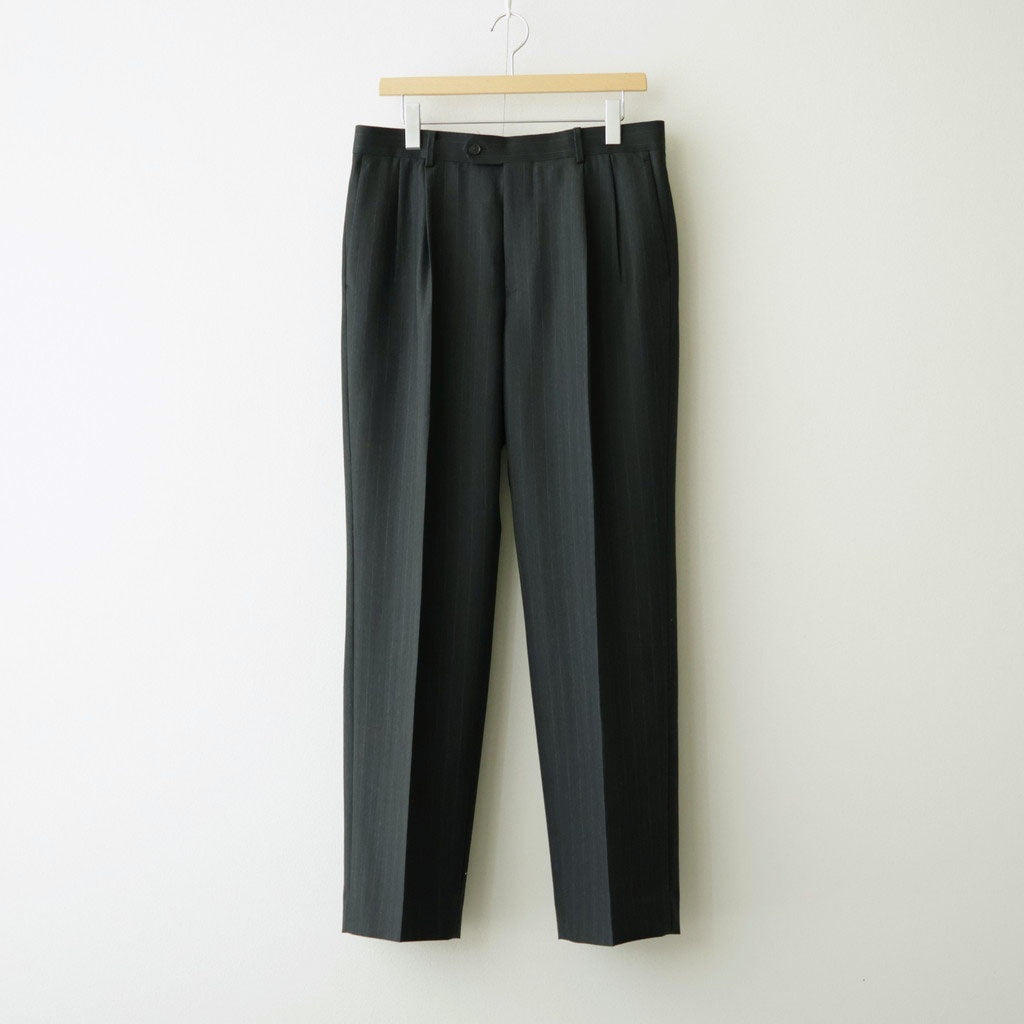 BLUEFACED WOOL TWO-TUCK SLACKS #CHARCOAL NAVY STRIPE [A26AP02BS]
