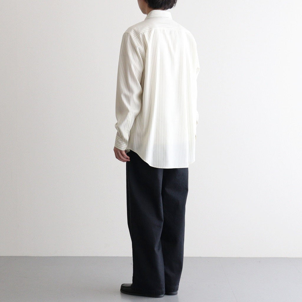 SUPER FINE WOOL STRIPE SHIRT #IVORY WHITE STRIPE [A26SS01WW]