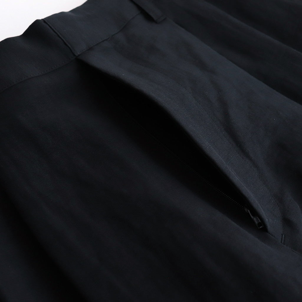 LI/NY POPLIN WIDE EASY TROUSERS #BLACK [ST.1117]