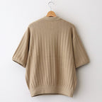 Rib Pattern Half Zip Polo #Beige [2501-012]
